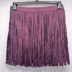 Burgundy Fringed Faux Suede Mini Skirt by BB Dakota Western Boho Coastal Cowgirl